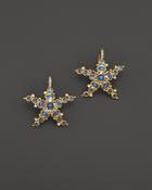 Temple St. Clair 18k Yellow Gold Sea Star Earrings With Royal Blue Moonstone And Diamonds, .17 Ct. T.w.