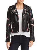 Blanknyc Floral-inset Faux Leather Moto Jacket