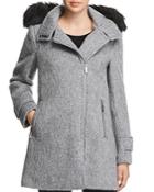 Calvin Klein Faux Fur Trim Hooded Coat