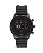 Fossil Q Explorist Hr Silicone Strap Touchscreen Smartwatch, 45mm