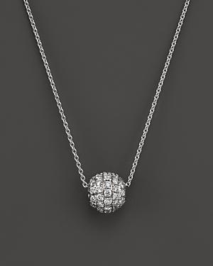 Diamond Ball Pendant Necklace In 18k White Gold, .30 Ct. T.w.