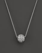Diamond Ball Pendant Necklace In 18k White Gold, .30 Ct. T.w.