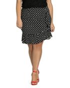City Chic Plus Dotted Faux-wrap Ruffle Skirt