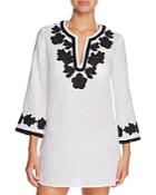 Tory Burch Floral Applique Fringe Tunic Swim Cover-up