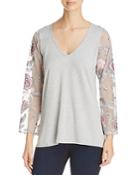 Status By Chenault Sheer Floral Sleeve Top