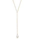 Y Necklace With Cultured Freshwater Pearl Drop In 14k Yellow Gold, 26