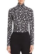 St. John Fitted Abstract Leopard-print Turtleneck