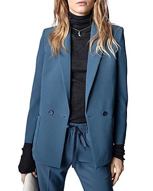 Zadig & Voltaire Visko Crepe Double Breasted Button Front Blazer