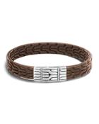 John Hardy Sterling Silver Classic Chain Bracelet With Brown Leather