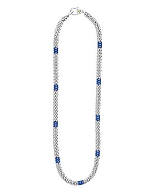 Lagos 18k Yellow Gold & Sterling Silver Blue Ceramic Rondelle & Bead Collar Necklace, 16