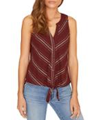 Sanctuary Sleeveless Striped Tie-front Top
