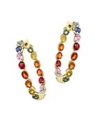 Bloomingdale's Watercolor Collection Rainbow Sapphire Inside Out Hoop Earrings In 14k Yellow Gold - 100% Exclusive