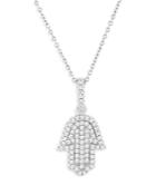 Bloomingdale's Diamond Hamsa Pendant Necklace In 14k White Gold, 0.30 Ct. T.w. - 100% Exclusive