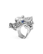 John Hardy Sterling Silver Legends Naga Ring With Sapphire Eyes