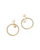 Moon & Meadow 14k Yellow Gold Polished Star Front Hoop Drop Earrings - 100% Exclusive