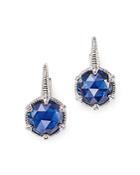 Judith Ripka Sterling Silver Eclipse Earrings With Lab-created Blue Corundum