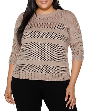 Belldini Plus Mesh Stripe Sweater