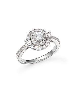 Bloomingdale's Luxe Collection Round Cut Diamond Double Halo Engagement Ring In 14k White Gold, 1.0 Ct. T.w. - 100% Exclusive