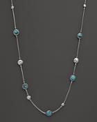 John Hardy Sterling Silver Batu Palu Disc Station Sautoir Necklace With Turquoise, 36