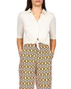 Sanctuary Elbow Sleeve Button Front Top
