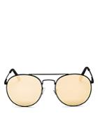 Le Specs Revolution Mirrored Brow Bar Round Sunglasses, 54mm