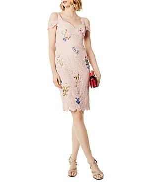 Karen Millen Cold-shoulder Embroidered Lace Dress
