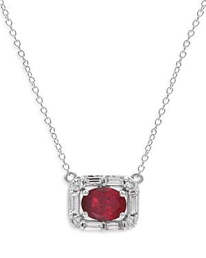Bloomingdale's Igi Certified Ruby & Certified Diamond Pendant Necklace In 14k White Gold, 18 - 100% Exclusive