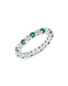 Bloomingdale's Emerald & Diamond Eternity Band In 14k White Gold - 100% Exclusive