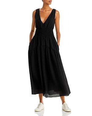 Vince Smocked V Neck Dress