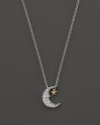 Diamond Moon And Star Pendant Necklace In 14k White And Yellow Gold, .08 Ct. T.w. - 100% Exclusive