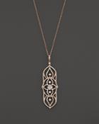 Diamond Filigree Pendant Necklace In 14k Rose Gold, .90 Ct. T.w.