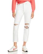 Agolde Riley High Rise Straight Leg Cropped Jeans In Veil (white)