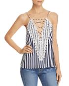Wayf Posie Lace-up Striped Camisole