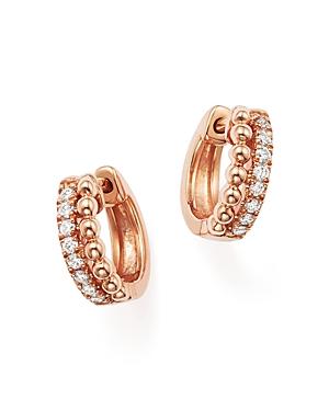 Dana Rebecca Designs 14k Rose Gold Beaded Diamond Huggie Hoop Earrings