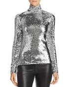 Milly Sequined Mock Neck Top