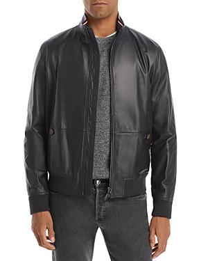 Bally Leather Stripe Detail Bomber Jacket