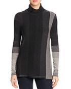 Three Dots Striped Turtleneck Top