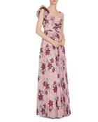 Ml Monique Lhuillier Ruffled Floral Print Gown