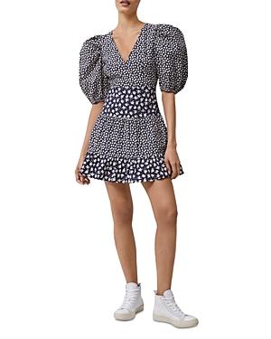 French Connection Aura Ditsy Floral Poplin Puff Sleeve Dress