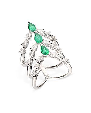 Bloomingdale's Emerald & Diamond Cage Ring In 18k White Gold - 100% Exclusive