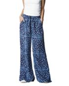 Billy T Windowpane Floral Print Wide Leg Pants