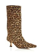 Jimmy Choo Women's Chadee 50 Pointed Toe Animal Print Calf Hair Heeled Boots