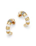 Adina Reyter 14k Yellow Gold Pave Diamond Striped Huggie Hoop Earrings
