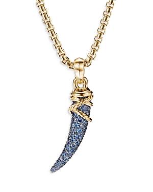 David Yurman 18k Yellow Gold Tusk Amulet With Blue & Violet Sapphires