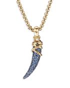 David Yurman 18k Yellow Gold Tusk Amulet With Blue & Violet Sapphires
