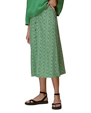 Whistles Ink Leopard Button Front Midi Skirt