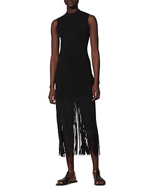 Sandro Gloire Sleeveless Fringed Hem Dress