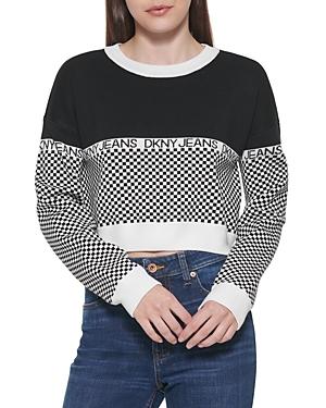 Dkny Checkered Cropped Sweater