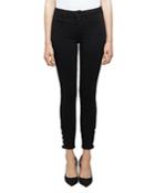 L'agence Lindsey Rhinestone Skinny Jeans In Noir