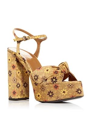 Saint Laurent Women's Bianca Node Floral High Heel Platform Sandals
